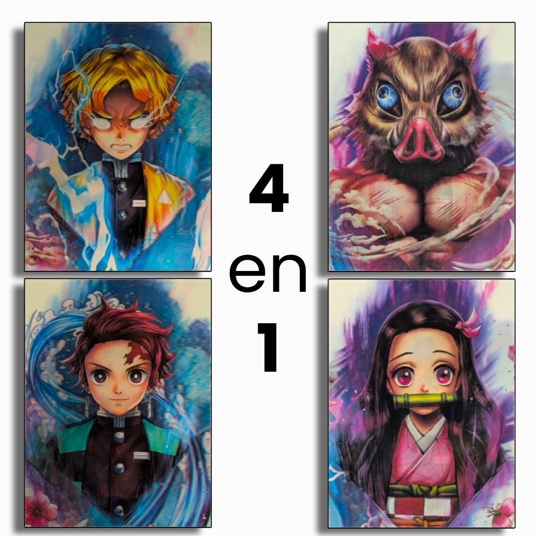Cuadro 3D de Demon Slayer - 4 Héroes en 1